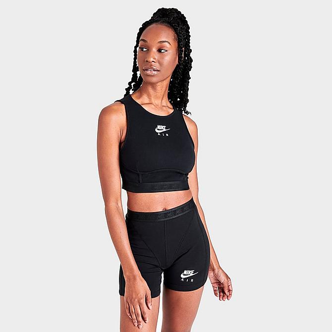Back Left view of Women's Nike Air Ribbed Tank in Black/White Click to zoom