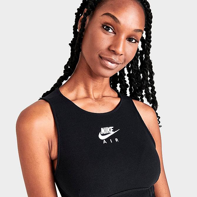 On Model 5 view of Women's Nike Air Ribbed Tank in Black/White Click to zoom