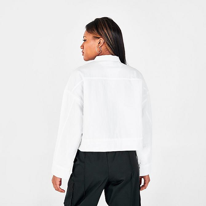 Back Right view of Women's Nike Sportswear Essential Woven Field Jacket in White/Black Click to zoom