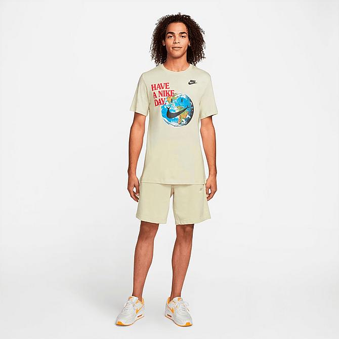 Front Three Quarter view of Men's Nike Sportswear Essentials T-Shirt in Coconut Milk Click to zoom