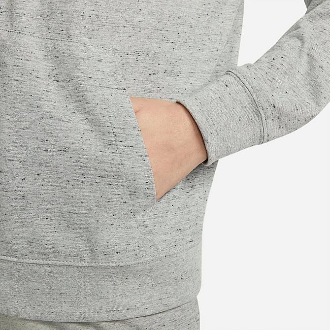 Back Right view of Women's Nike Sportswear Gym Vintage Full-Zip Hoodie in Dark Grey Heather/White Click to zoom