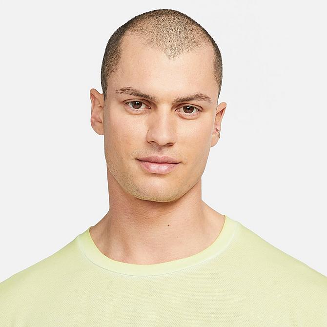 Back Right view of Men's Nike Yoga Dri-FIT Training Top in Lt Lemon Twist/Iron Grey Click to zoom