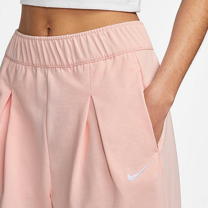 Back Right view of Women's Nike Sportswear Jersey Capri Pants in Atmosphere/White Click to zoom