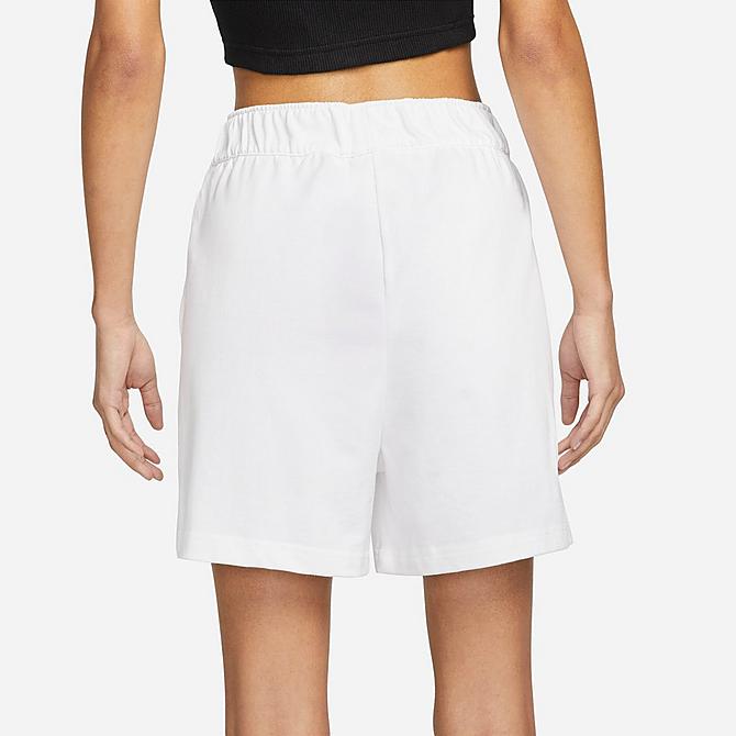 Back Right view of Women's Nike Sportswear Jersey Shorts in White/Black Click to zoom