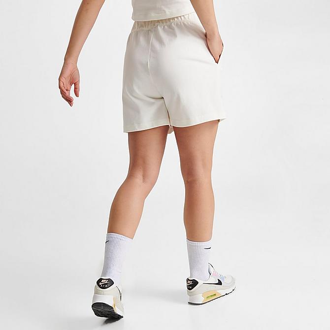 Back Right view of Women's Nike Sportswear Jersey Shorts in Sail/Black Click to zoom