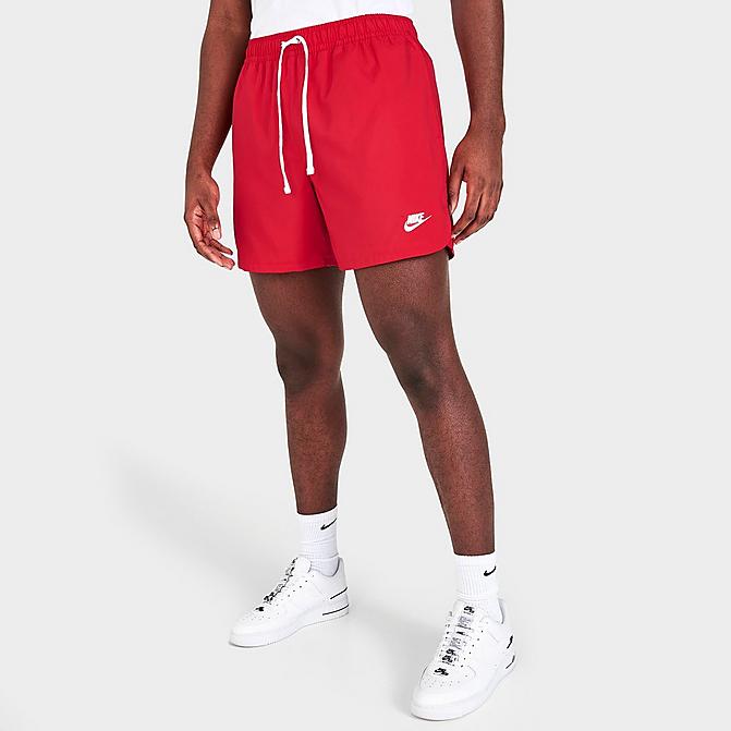 Front view of Men's Nike Sportswear Sport Essentials Lined Flow Shorts in University Red Click to zoom