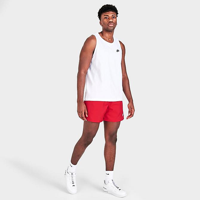 Front Three Quarter view of Men's Nike Sportswear Sport Essentials Lined Flow Shorts in University Red Click to zoom