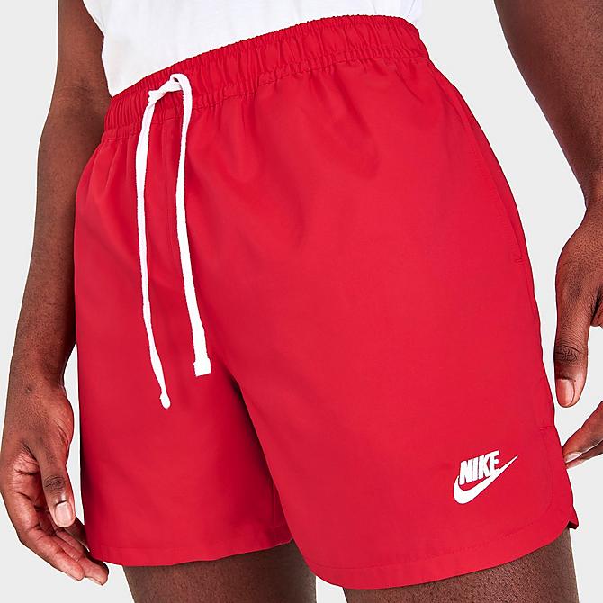 On Model 5 view of Men's Nike Sportswear Sport Essentials Lined Flow Shorts in University Red Click to zoom