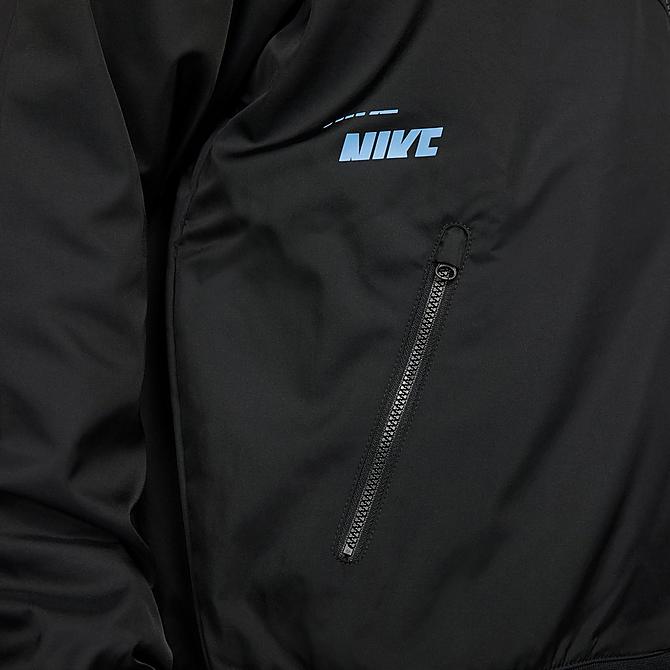 On Model 5 view of Men's Nike Sportswear Sport Essentials+ Windrunner Woven Windbreaker Jacket in Black/White Click to zoom