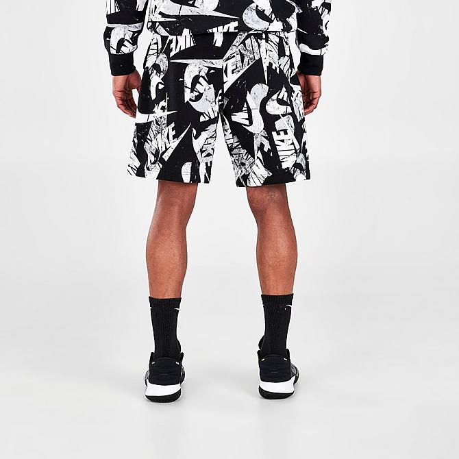 Back Right view of Men's Nike Sportswear Sport Essentials+ Allover Print Shorts in Black/White Click to zoom
