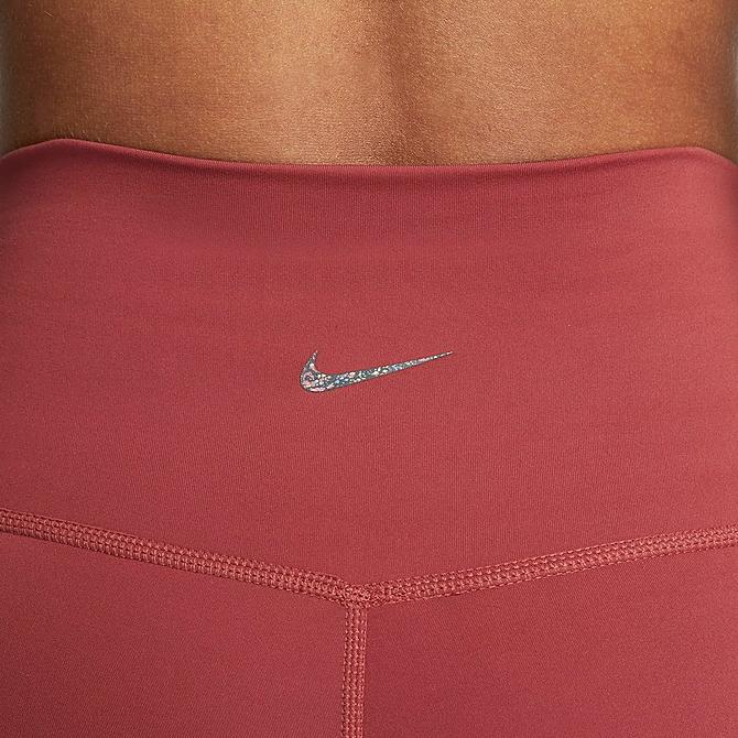 On Model 5 view of Women's Nike Yoga Dri-FIT High-Rise Cropped Leggings in Canyon Rust/Iron Grey Click to zoom