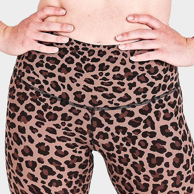 On Model 5 view of Women's Nike Dri-FIT One High-Rise Animal Print Leggings in Archaeo Brown/White Click to zoom