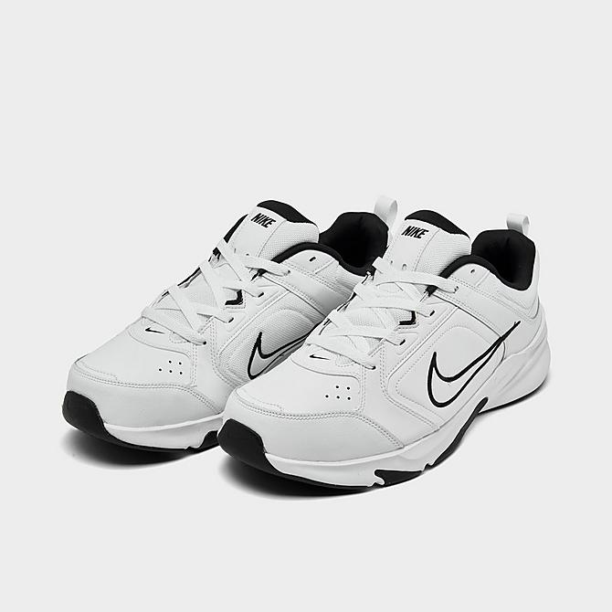 Three Quarter view of Men's Nike Defy All Day Training Shoes (Extra Wide Width 4E) in White/Black/White Click to zoom