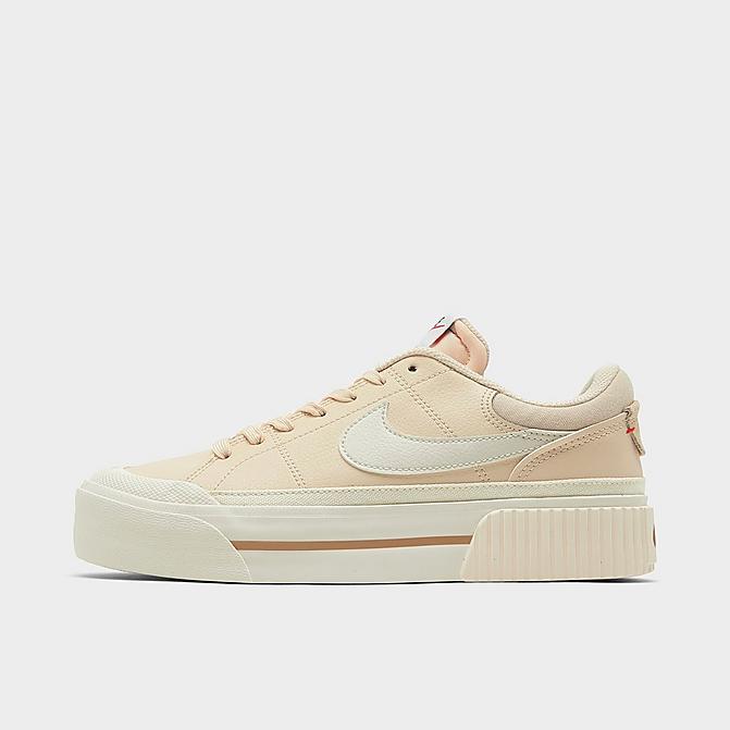 Right view of Women's Nike Court Legacy Lift Casual Shoes in Pearl White/Phantom/Sail/Team Orange Click to zoom