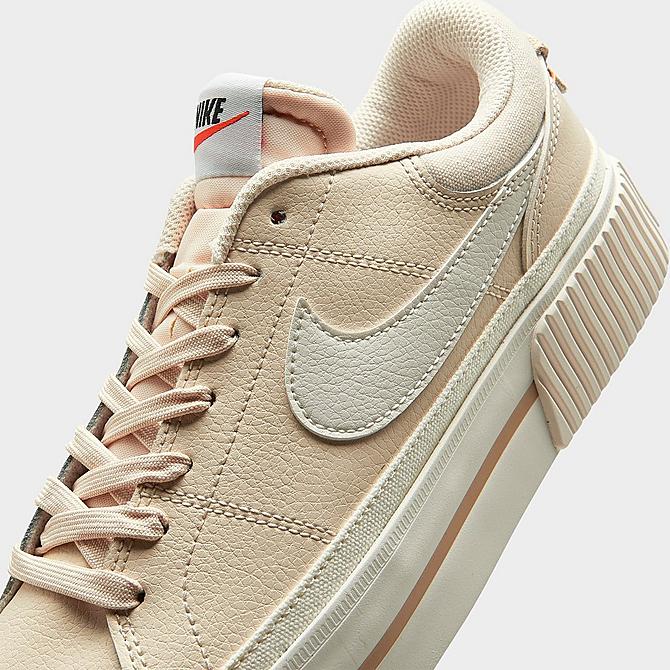 Front view of Women's Nike Court Legacy Lift Casual Shoes in Pearl White/Phantom/Sail/Team Orange Click to zoom
