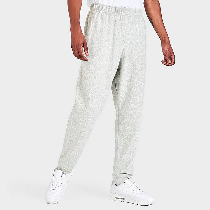 Back Left view of Men's Nike Yoga Therma-FIT Pants in Grey Heather/Iron Grey Click to zoom