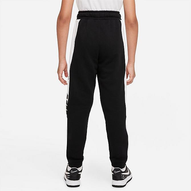 Front Three Quarter view of Boys' Nike Sportswear Amplify Jogger Pants in Black/White Click to zoom