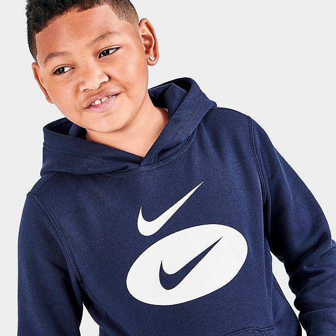 Boys Sportswear Club All Over Swoosh Pullover Hoodie in Black/ Size Small Cotton/Polyester Finish Line Boys Sport & Swimwear Sportswear Sports Hoodies 