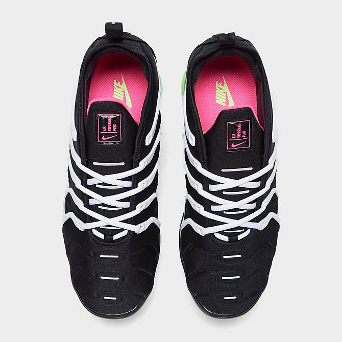 Back view of Men's Nike Air VaporMax Plus Just Do You Running Shoes in Black/Hyper Pink/White/Lime Glow Click to zoom