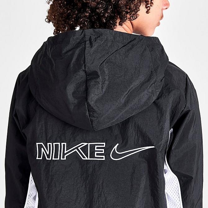 On Model 6 view of Boys' Nike Dri-FIT Crossover Basketball Jacket in Black/White Click to zoom