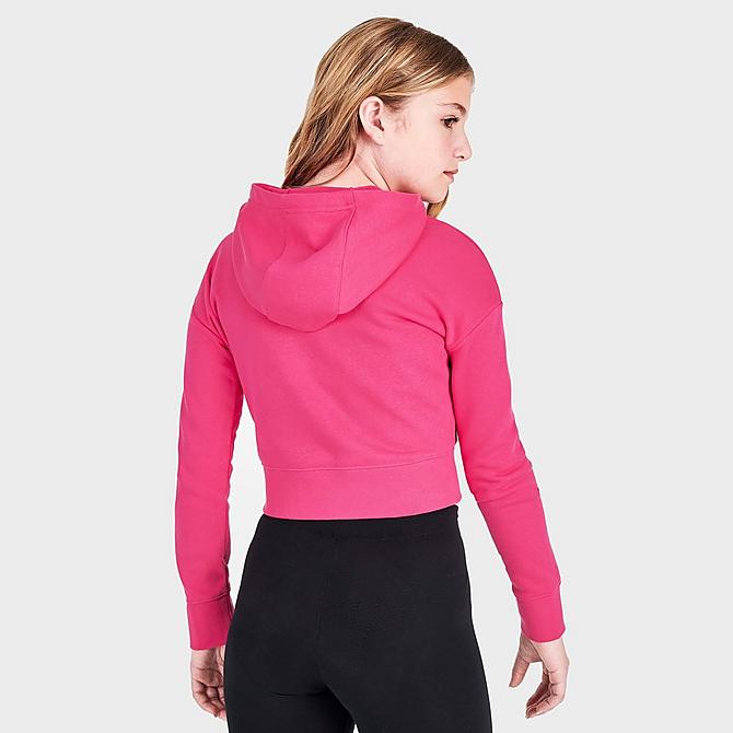 Back Right view of Girls' Nike Air French Terry Crop Hoodie in Rush Pink/Sangria/Dark Sulfur Click to zoom