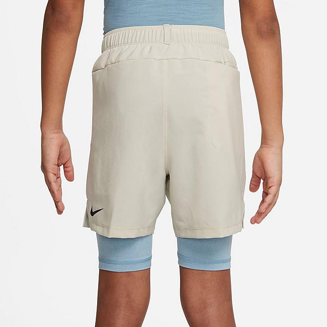 Back Left view of Boys' Nike Yoga 2-in-1 Training Shorts in Light Bone Click to zoom