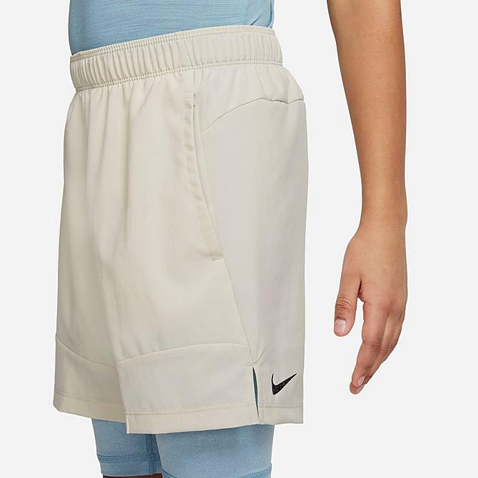 Back Right view of Boys' Nike Yoga 2-in-1 Training Shorts in Light Bone Click to zoom