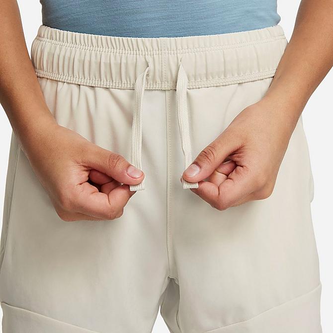 On Model 5 view of Boys' Nike Yoga 2-in-1 Training Shorts in Light Bone Click to zoom