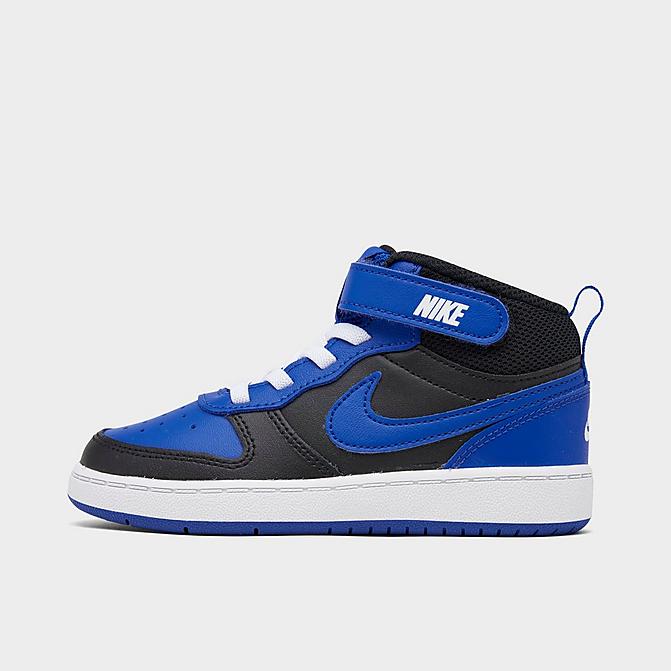 Right view of Boy's Toddler Nike Court Borough Mid 2 Casual Shoes in Black/Game Royal/Game Royal/White Click to zoom