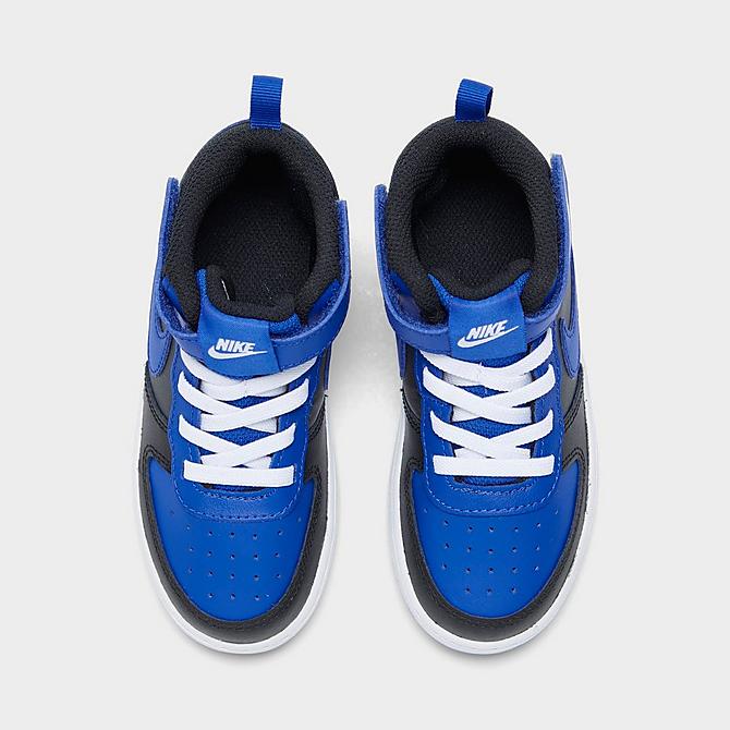 Back view of Boy's Toddler Nike Court Borough Mid 2 Casual Shoes in Black/Game Royal/Game Royal/White Click to zoom