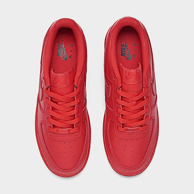Back view of Boys' Big Kids' Nike Air Force 1 LV8 Casual Shoes in University Red/University Red/Black Click to zoom