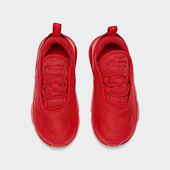 Back view of Boys' Toddler Nike Air Max 270 Casual Shoes in University Red/University Red Click to zoom