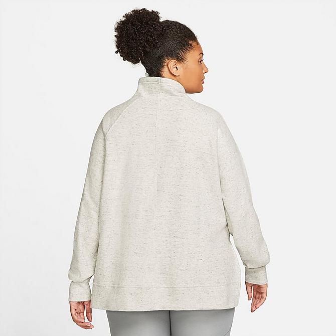 Back Left view of Women's Nike Therma-FIT Pullover Training Hoodie (Plus Size) in Grey Heather/White Click to zoom