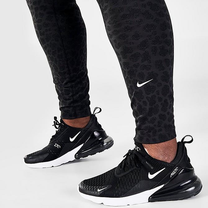 On Model 5 view of Women's Nike Dri-FIT One Mid-Rise Printed Leggings (Plus Size) in Off Noir/White Click to zoom