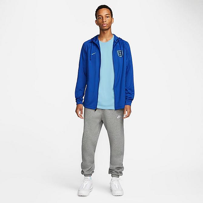 [angle] view of Men's Nike England Strike Hooded Track Jacket in Game Royal/Blue Fury Click to zoom