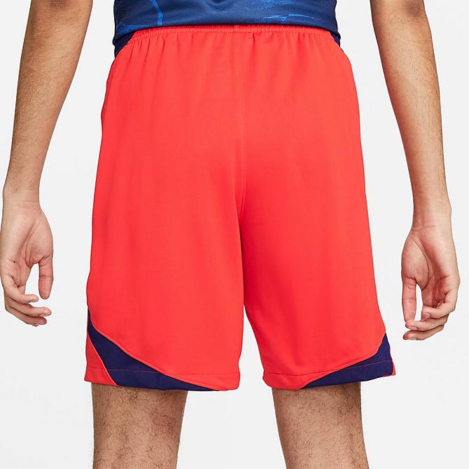 [angle] view of Men's Nike England Dri-FIT Stadium Away Soccer Shorts in Challenge Red/Blue Void/Blue Fury Click to zoom