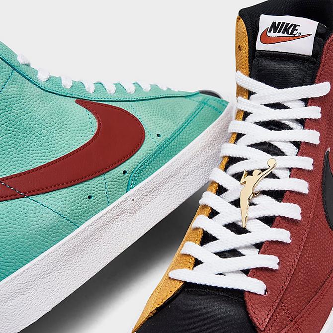 Front view of Nike Blazer Mid '77 EMB NBA-WNBA Casual Shoes in Washed Teal/Gym Red/White Click to zoom