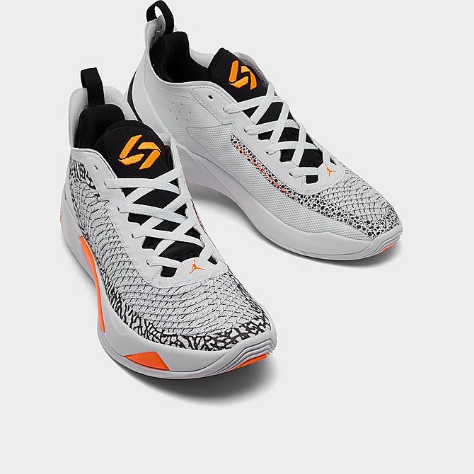 Front view of Jordan Luka 1 Basketball Shoes in White/Total Orange/Black Click to zoom
