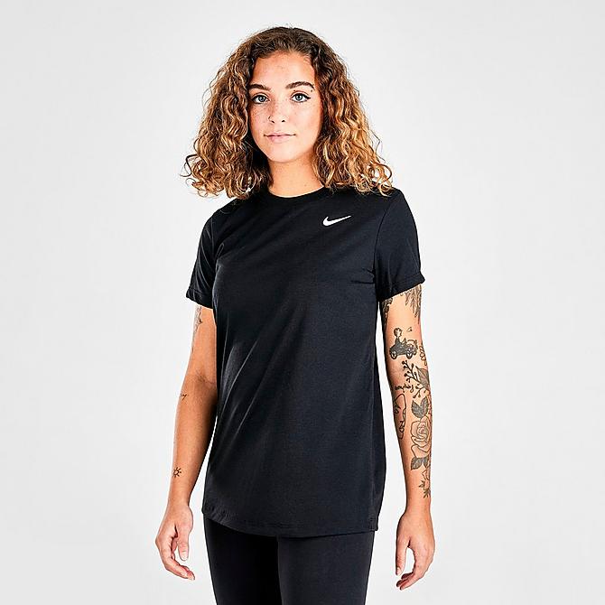 Back Left view of Women's Nike Dri-FIT T-Shirt (Maternity) in Black/White Click to zoom