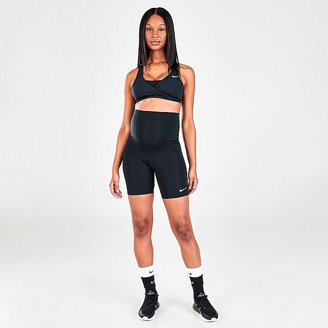 Front view of Women's Nike One Bike Shorts (Maternity) in Black/White Click to zoom