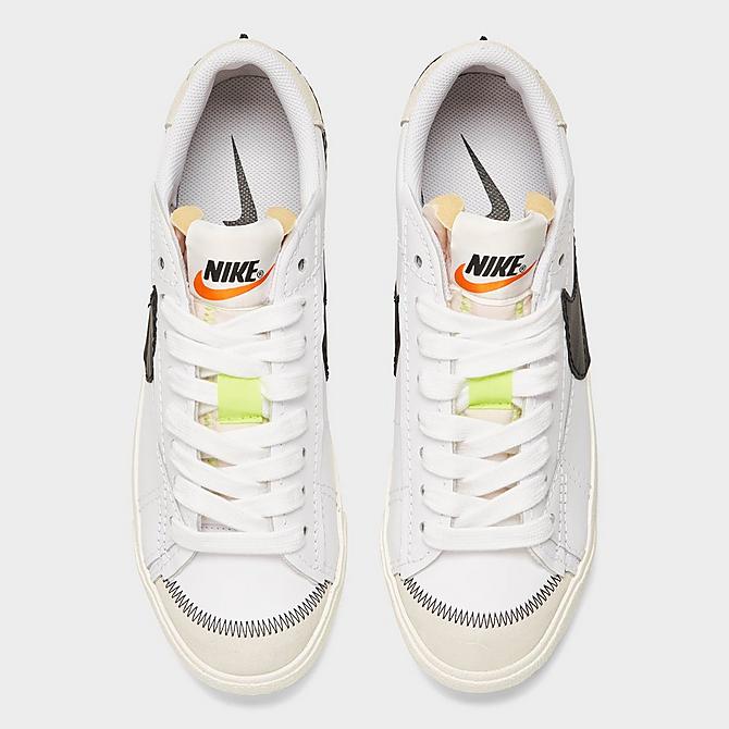 Back view of Nike Blazer Low '77 Jumbo Swoosh Casual Shoes in White/Black/White/Sail/Volt/Team Orange Click to zoom