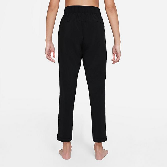 Front Three Quarter view of Girls' Nike Yoga Dri-FIT Woven Pants in Black Click to zoom