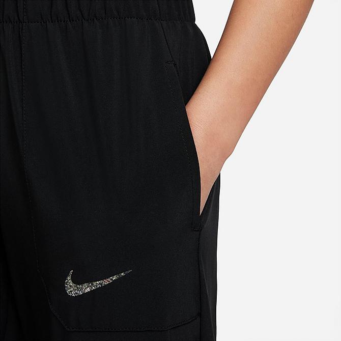 Back Left view of Girls' Nike Yoga Dri-FIT Woven Pants in Black Click to zoom