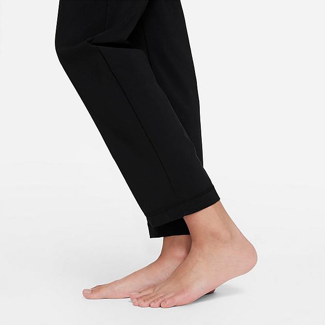 Back Right view of Girls' Nike Yoga Dri-FIT Woven Pants in Black Click to zoom