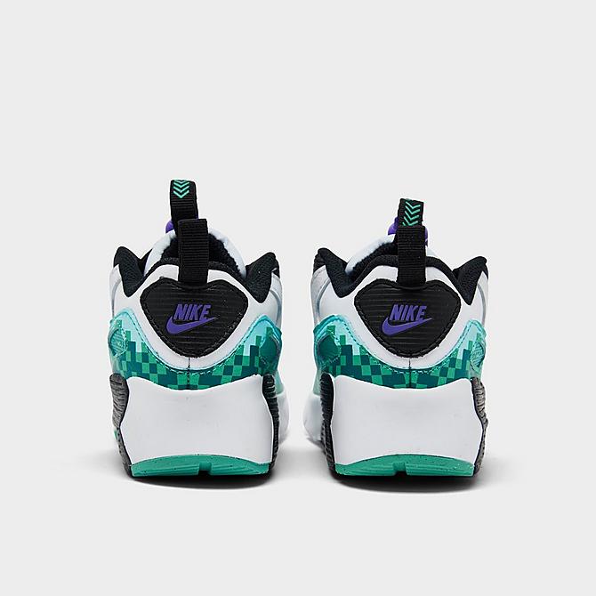 Left view of Kids' Toddler Nike Air Max 90 Toggle SE Casual Shoes in White/Black/Psychic Purple/Washed Teal Click to zoom