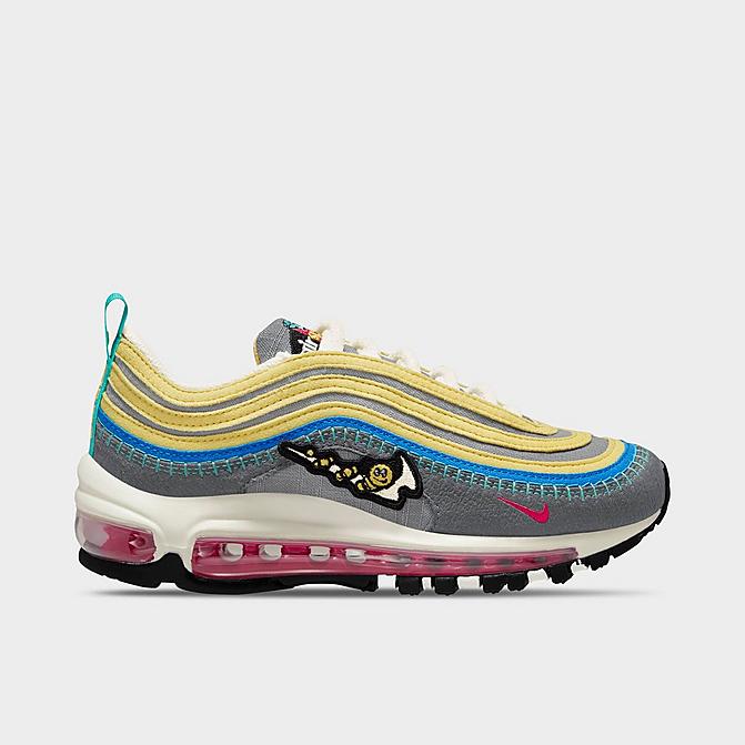 Right view of Big Kids' Nike Air Max 97 SE Casual Shoes in Iron Grey/Phantom/Particle Grey/Celery Click to zoom