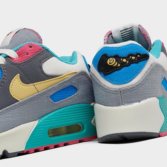 Front view of Big Kids' Nike Air Max 90 LTR Casual Shoes in Phantom/Celery/Iron Grey/Rush Pink Click to zoom