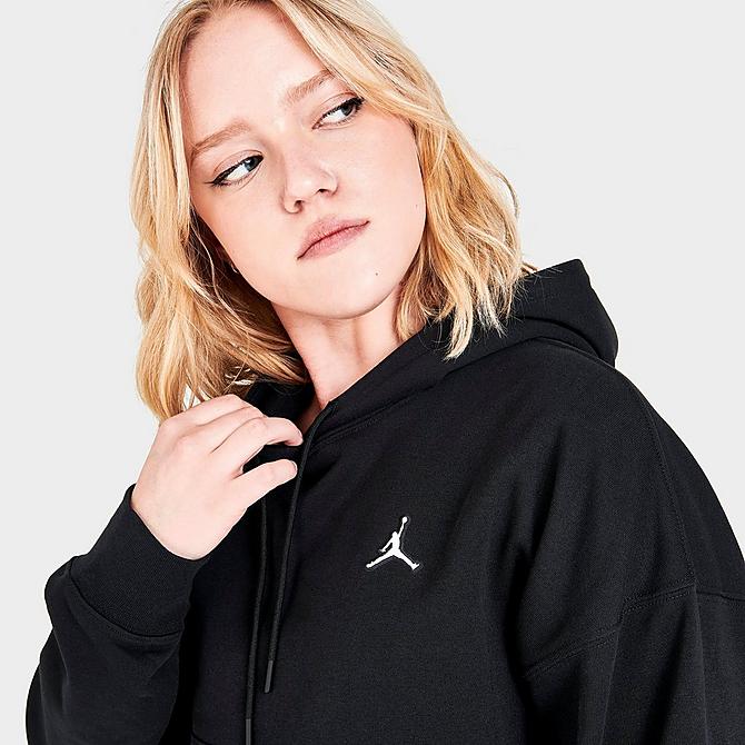On Model 5 view of Women's Jordan Essentials Fleece Hoodie in Black Click to zoom