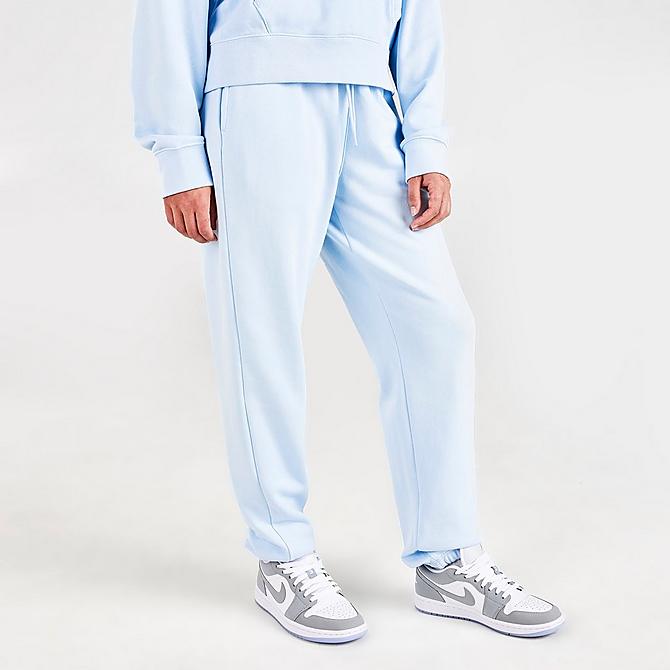 Back Left view of Women's Jordan Essentials Fleece Jogger Pants in Celestine Blue Click to zoom