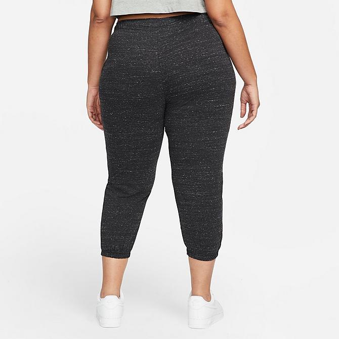 Back Left view of Women's Nike Sportswear Gym Vintage Capri Pants (Plus Size) in Black/White Click to zoom